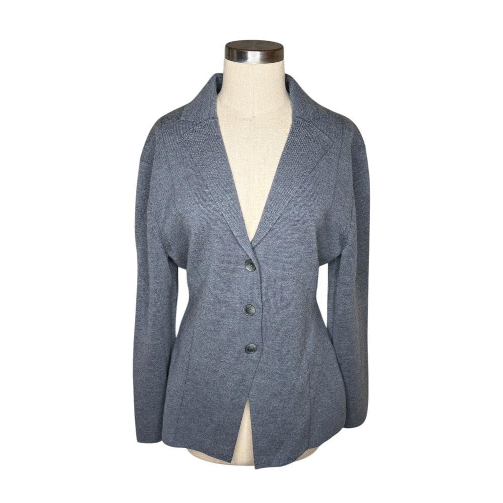 COS Knit Blazer Grey Wool Button Front‎ Cardigan Jacket Women's Medium Career